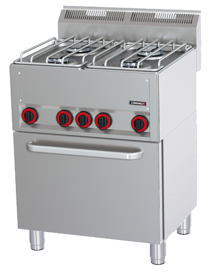 Fourneau gaz 4 feux avec four électrique ventilé GN 1/1 P 66