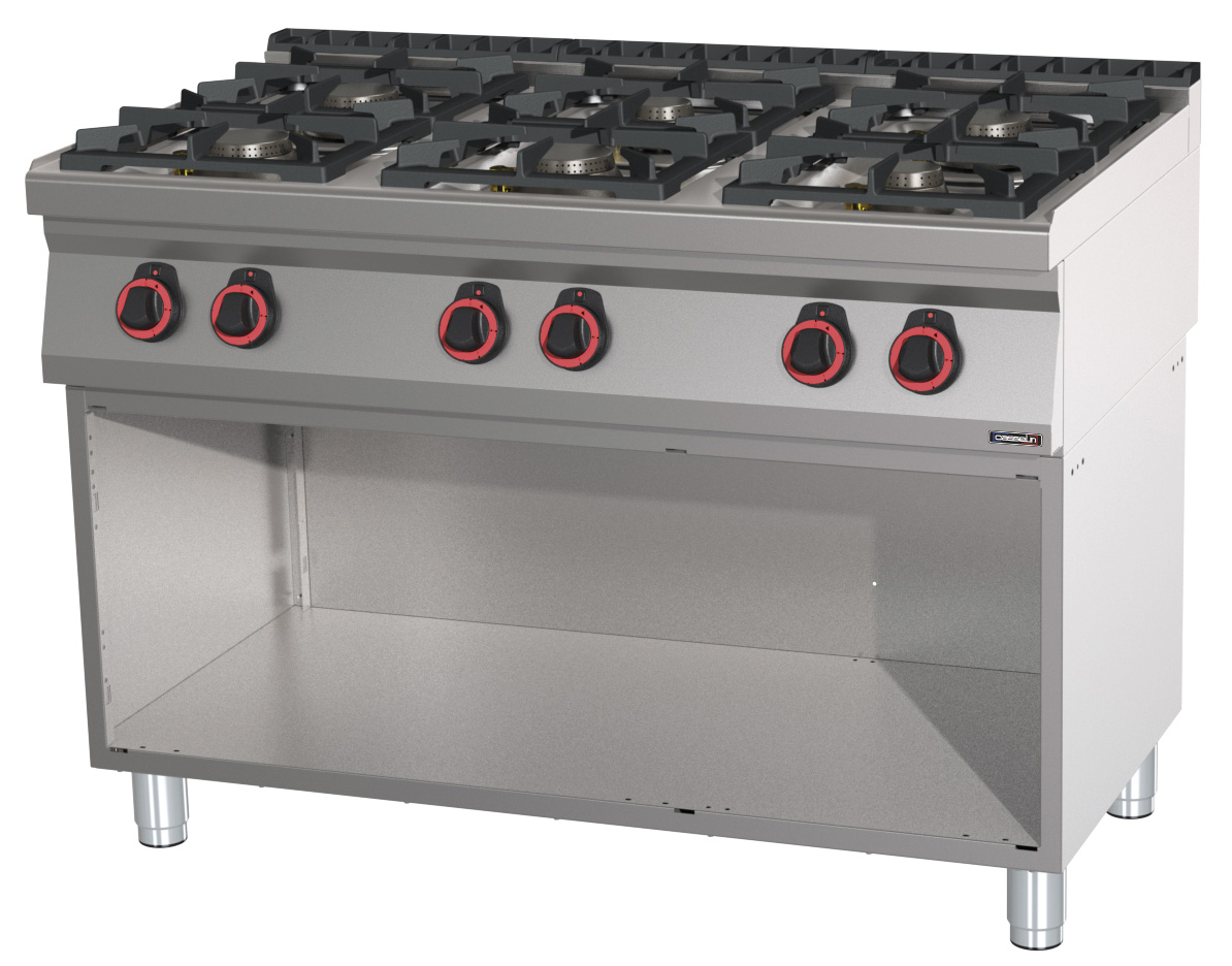 Fourneau gaz 6 feux avec soubassement HP 120