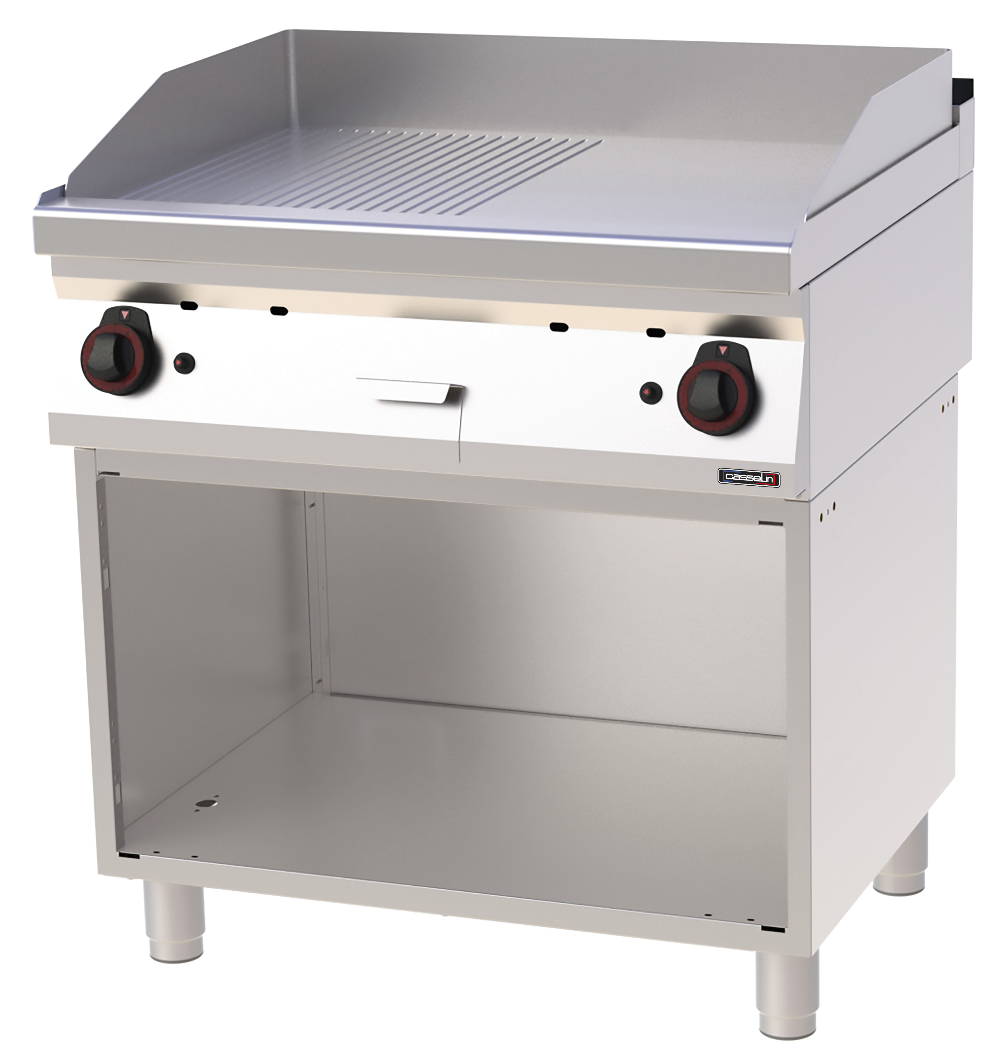 Plaque à snacker Chrome Rainurée Lisse avec soubassement Gaz 80