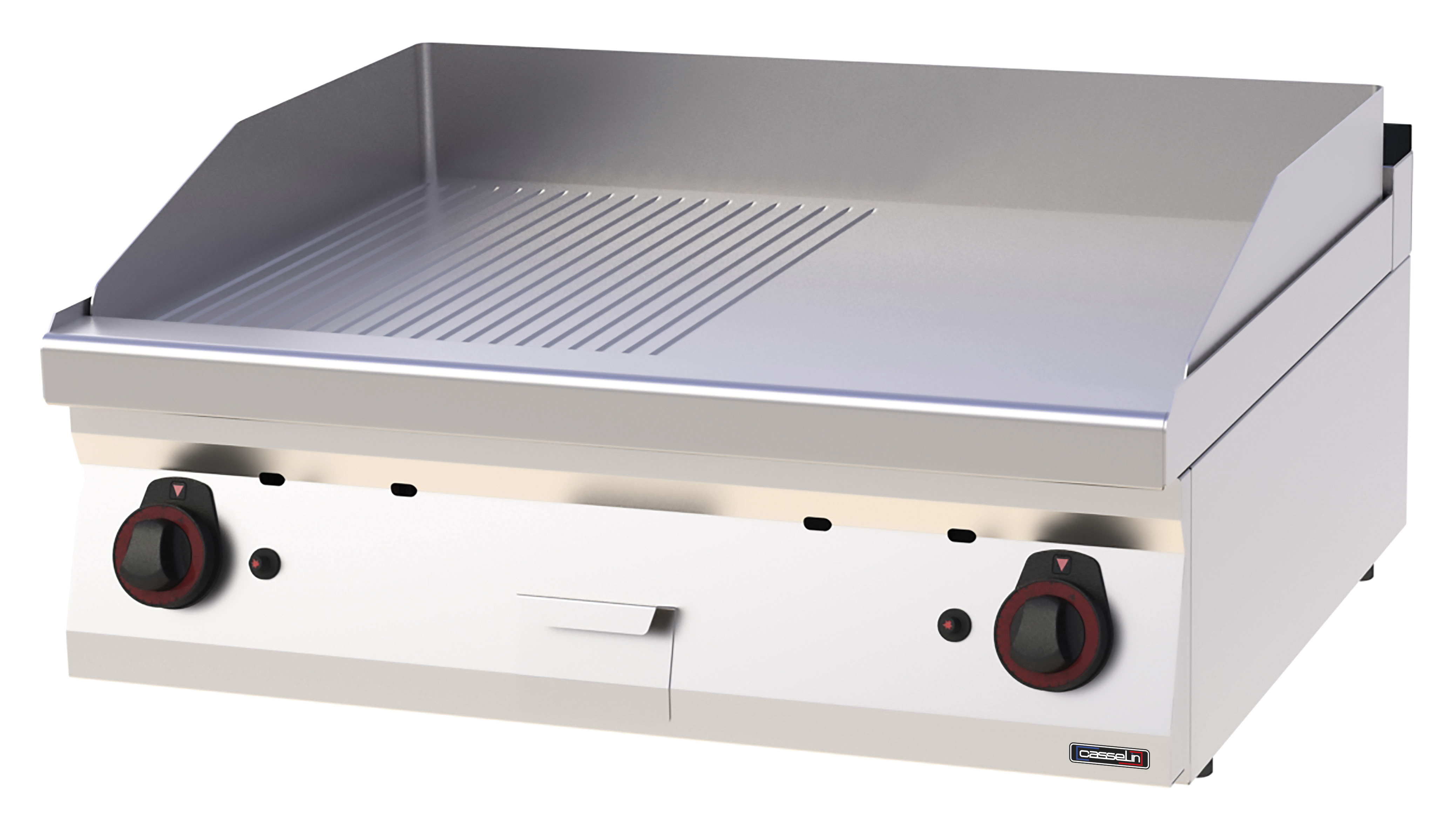 Plaque à snacker Fonte Rainurée Lisse Gaz 80