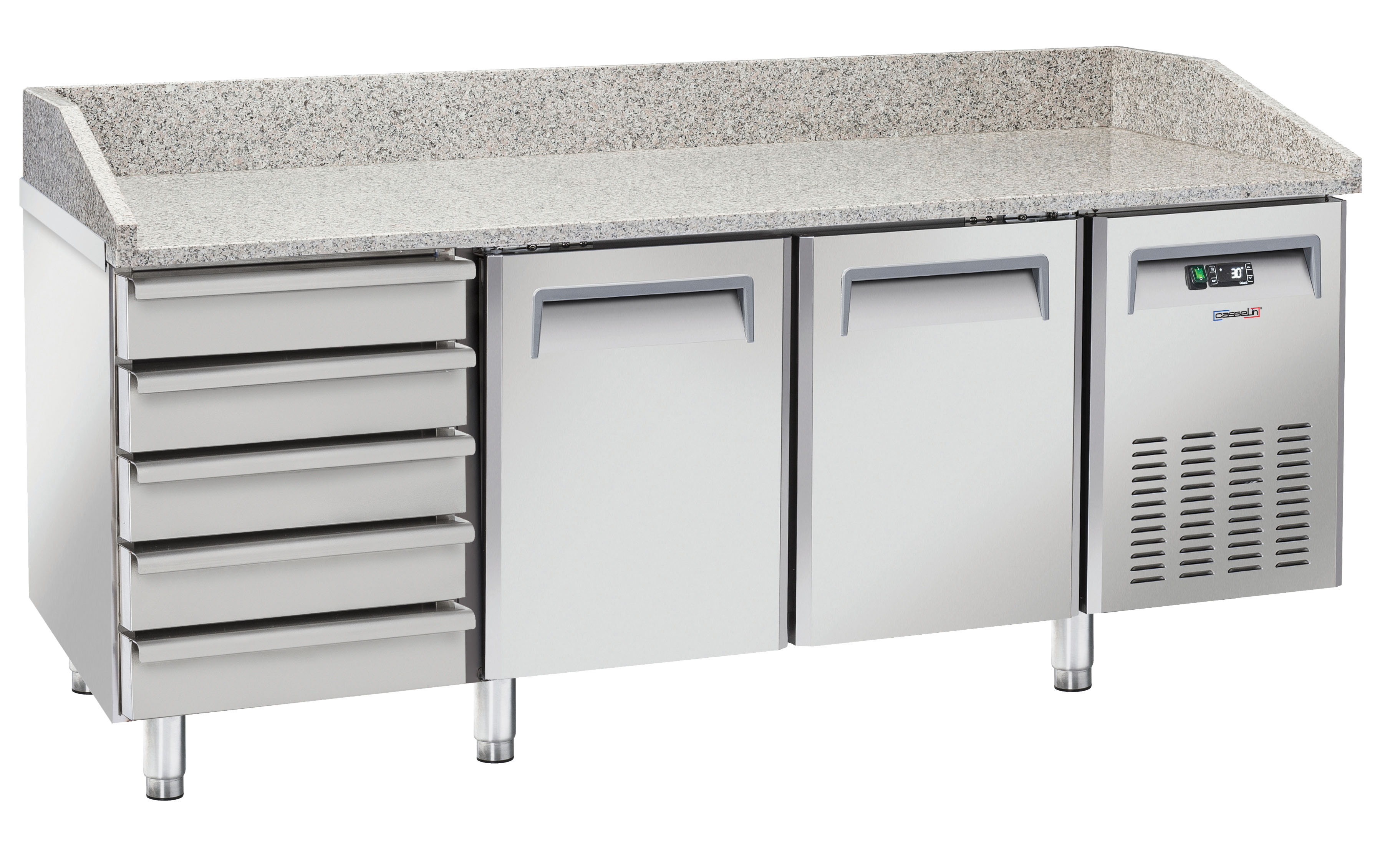 Table à pizza réfrigérée 5 tiroirs 2 portes